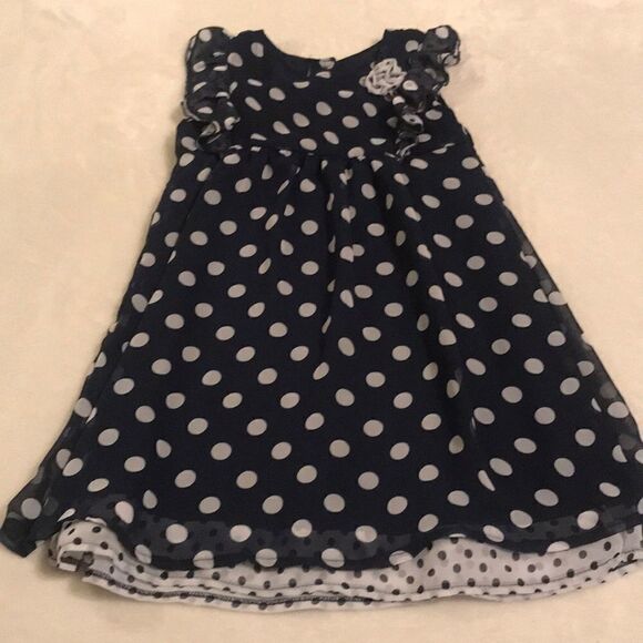 Wonder Nation Blue & White Polka Dot Dress - Sz 5T - Picture 1 of 7
